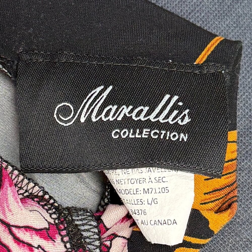 Marallis Floral Mock Neck Top L Sleeveless Swing Knit Blouse Made‎ in Canada - Picture 5 of 6